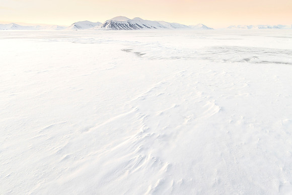 Frozen Van Mijenfjorden, in the evening. Svalbard.